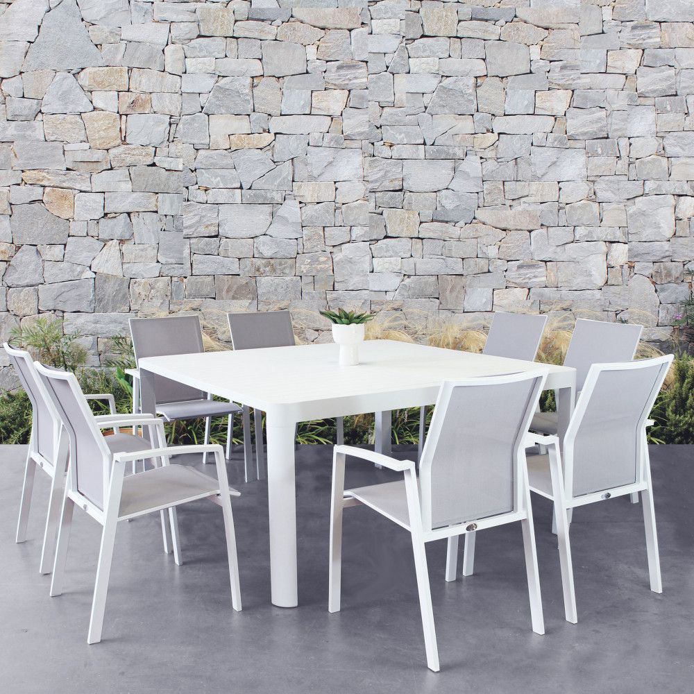 sedia-poltrona-tavolo-allungo- alluminio-textilene-bianco-antracite-giardino-piscina-arredo-taupe-