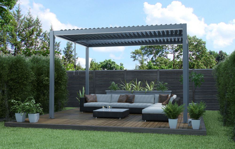 alluminio-pergola-bioclimatica-bianco-grigio-giardino- piscina-copertura-automatica-led-manuale